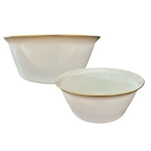 ROSENTHAL Germany White Porcelain Deep Bowl (pair of 2) Dawn Pattern Gold Trim